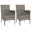 vidaXL 3 Piece Patio Bistro Set with Cushions Gray Poly Rattan - 3 of 4