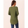 Seta T Women's Casual High Low Tops 3/4 Sleeve Waist Knot Asymmetrical Crewneck Flowy Blouse - 4 of 4