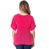 24seven Comfort Apparel Womens V Neck Knot Front Sleeve Top - 3 of 4