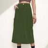 Anna-Kaci Women's Utility Midi Skirt with Side Cargo Pockets Button Waistband and Belt Loops - 2 of 4