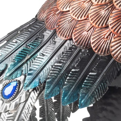 Handcrafted Metallic 37-inch Outdoor Peacock Garden Statue