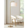 360 Lighting Modern Art Deco Arc Floor Lamp 64" Tall Warm Gold Metal White Fabric Drum Shade for Living Room Reading Family Bedroom Office House Home - 2 of 4