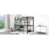 Okak Twin Size Metal Bunk Bed with Desk and Shelf Loft Bunk Bed with Ladder & Safety Guardrail for Kids Teens, Easy Assemble, Black - 4 of 4