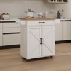 MAYEERTY White Rolling Kitchen Island Trolley, Rubber Wood Top Adjustable Shelves Towel/Seasoning Racks - 2 of 4