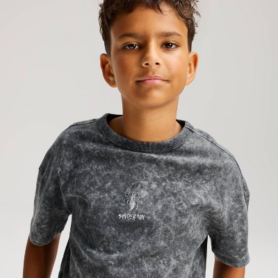 Cat & Jack Boys' Short Sleeve Spider-Man Acid Wash Oversized Graphic T-Shirt - Cat & Jack™ Charcoal Gray M — фото 2