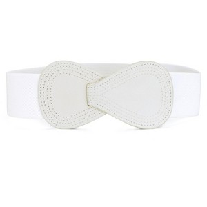 INSPIRE CHIC Women's Interlock 8-shaped Faux Leather Buckle Elastic Belt 1 Pc - 1 of 4