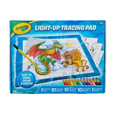 Crayola Light Up Tracing Pad Blue: Kids Drawing & Coloring Kit, Creative Activity, Includes 34 Pieces, Requires 3 AA Batteries