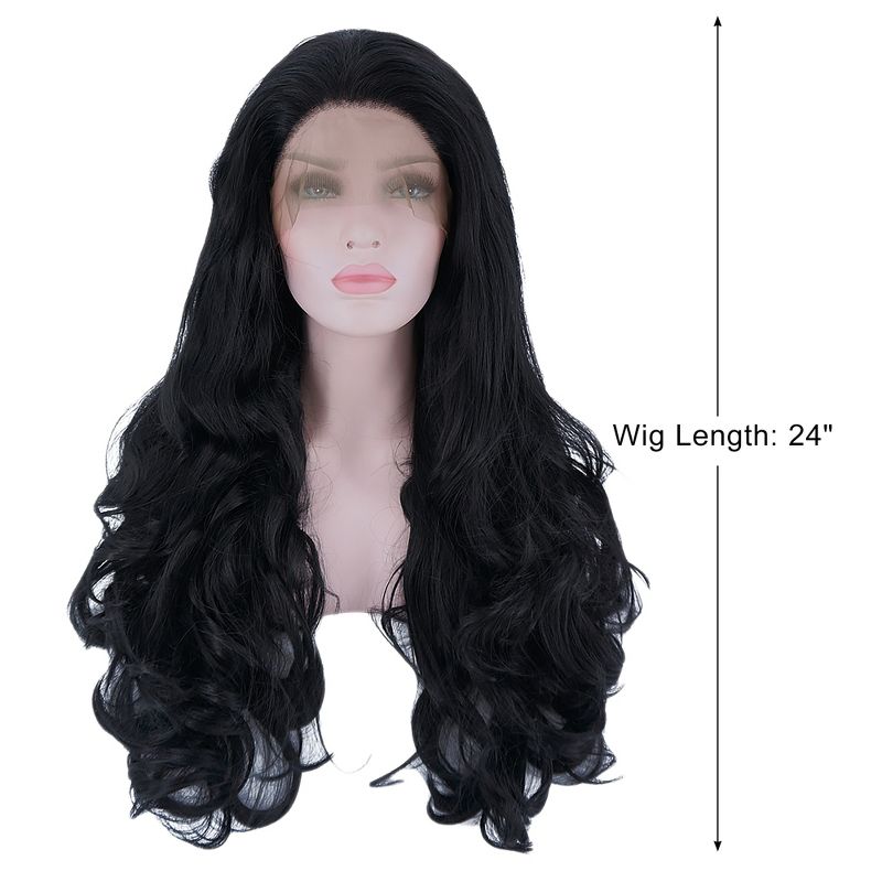 Unique Bargains Long Body Wave Lace Front Wigs Women's with Adjustable Wig Cap 24" Black 1PC, 2 of 6