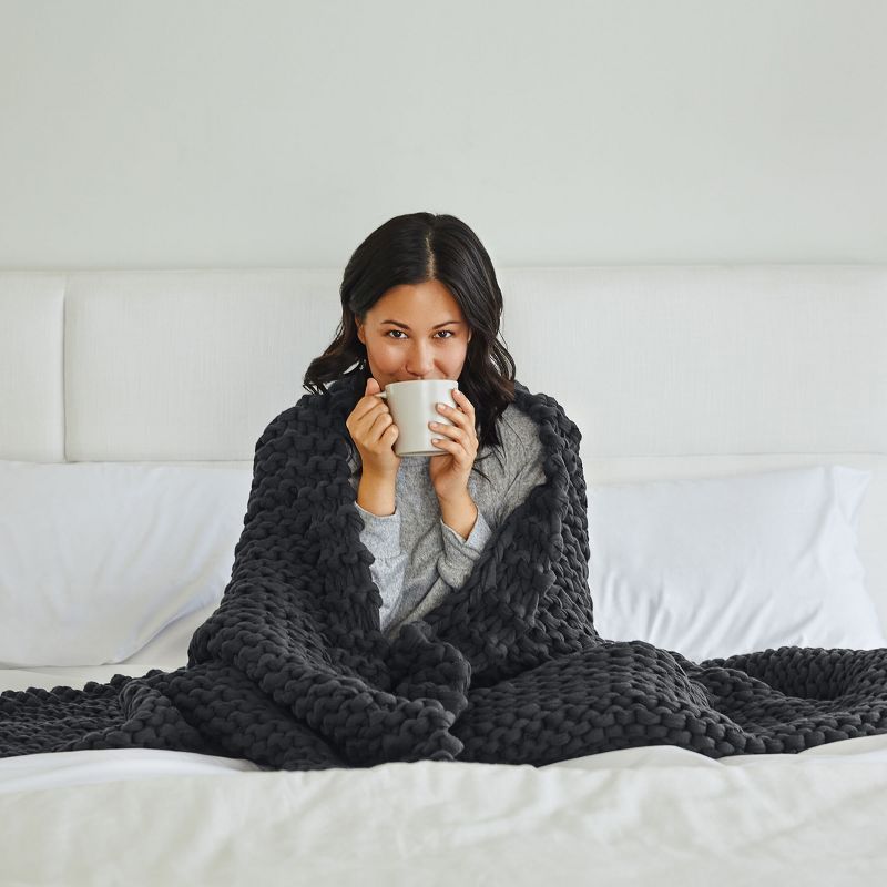 Handmade Chunky-Knit Weighted Blanket, 100% Cotton No Fillers, All-Season Soft & Calming by California Design Den, 6 of 11
