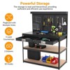 3-Tier Metal Workbench with 2 Drawers, 1000 LBS Capacity - Workshop Workstation with Pegboard & ETL-Certified Power Outlets - 3 of 4