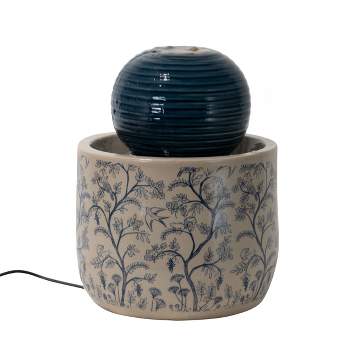 Multicolor Chinoiserie Ceramic Indoor Water Fountain With Pump - Foreside Home & Garden
