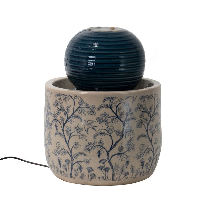 Multicolor Chinoiserie Ceramic Indoor Water Fountain With Pump - Foreside Home & Garden, 1 of 8