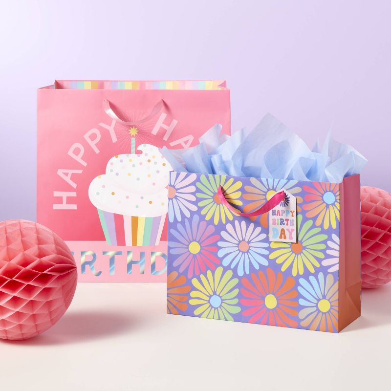 Large Happy Birthday Cupcake Square Gift Bag - Spritz&#8482;, 2 of 4