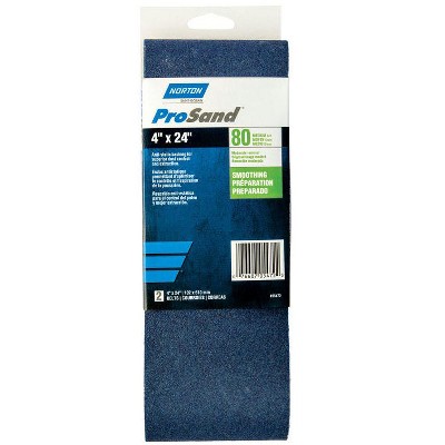 Norton ProSand 24 in. L X 4 in. W Zirconia Alumina Cloth Portable Sanding Belt 80 Grit Coarse 2 pk