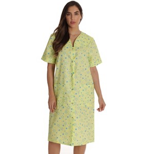 Dreamcrest Short Sleeve Seersucker Duster Housecoat Women Sleepwear 8270-10453-YEL-S - 1 of 3