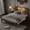 CAVINAS Full/Queen Size Farmhouse Wood Platform Bed Frame with Headboard & Bedside Lights,No Box Spring Needed - 2 of 4