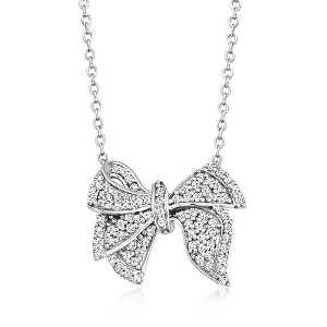 Ross-Simons 0.50 ct. t.w. Diamond Bow Necklace in Sterling Silver Size 20 - 1 of 4