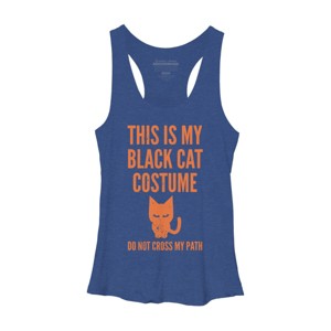 Women's Design By Humans Halloween Introvert Black Cat Costume By Commykaze Racerback Tank Top - 1 of 3