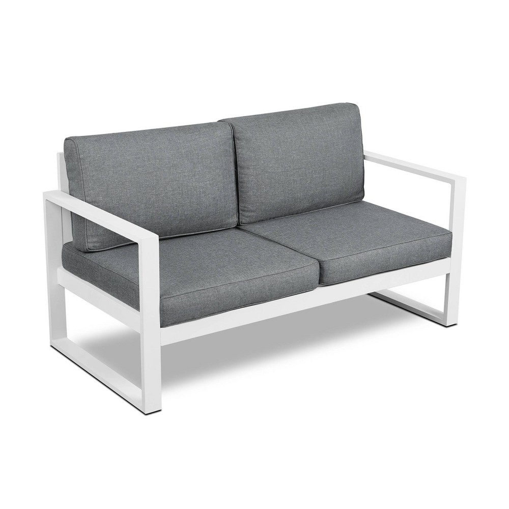 Photos - Sofa RealFlame Baltic Patio Loveseat White - Real Flame: Durable Aluminum Frame, Mold Res 