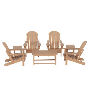 WestinTrends 7 Piece Set Outdoor Folding Adirondack Chairs with Coffee Table Side Table - 1 of 3