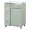 JUJABU 24-Inch Modern Bathroom Vanity Cabinet with Ceramic Sink, 2 Drawers and 1 Door - 2 of 4