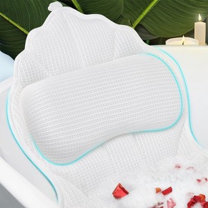 Luxury Bath Pillow with Soft 4D Mesh, Bathtub Pillow for Head and Neck Support with 6 Suction Cups, Spa Gift - 1 of 4