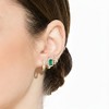 Guili Celestial Shine Sterling Silver 14K Gold Plated Emerald & Clear Cubic Zirconia Halo Star Hoop Earrings Set for a Luxe Radiance - 3 of 3