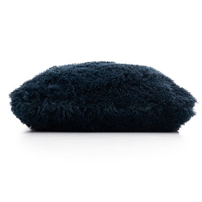Navy Blue Faux Fur 18" Square Throw Pillow Set