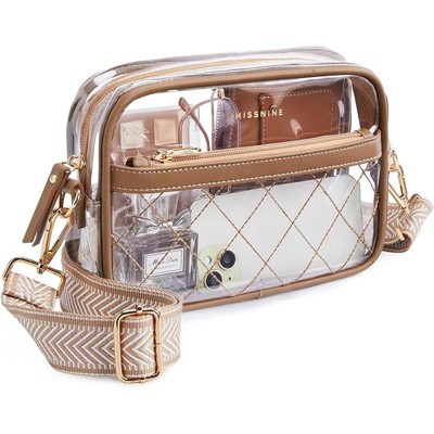 Generic Clear Bag for Stadium Events Quilted Clear Purse for Women Stadium Approved PVC Crossbody Concert Bag