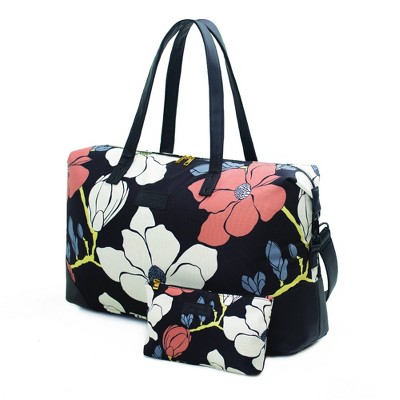 Jadyn Weekender Women's Large 52L Duffel Bag with Shoe Compartment - Black  Floral