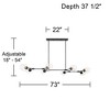 Possini Euro Design Cosgrove Black Linear Pendant Chandelier 73" Wide Modern Sputnik Glass Shades 8-Light for Dining Room Island - 4 of 4
