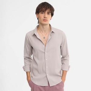 Campus Sutra Men Men's Ecru Beige Vertical Tactile Shirt - 1 of 4