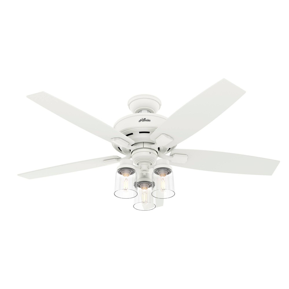 Photos - Fan 52" Bennett 3-Light Ceiling  with Remote White (Includes LED Light Bulb