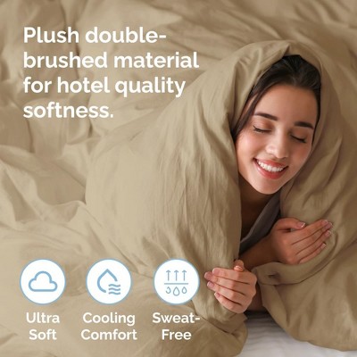 Beige Full Size Premium Microfiber Duvet Cover Set