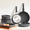 VEVOR 17 Piece Pots and Pans Set, Granite Nonstick Detachable Handle Cookware, Space Saving Induction Cookwares, Kitchen RV Cooking Sets, Black - 2 of 4