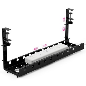 Liquid Stands Extendable Under Desk Cable Management Tray - 22.5' Metal Cable Management Under Desk with Clamp Cable Tray Cord Holder for Piano Stand - 1 of 4
