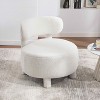 MAYEERTY Teddy Armless Accent Chair, Curved Backrest Solid Wooden Legs, Living Room Bedroom Vanity Room, White - 2 of 4