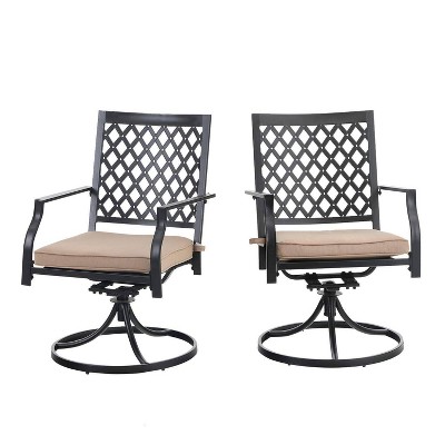 2pc Outdoor Metal Swivel Rocking Chairs with Cushions – Captiva Designs For Sale