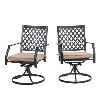 2pc Outdoor Metal Swivel Rocking Chairs with Cushions - Captiva Designs