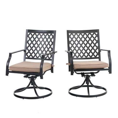 2pc Outdoor Metal Swivel Rocking Chairs, Metal Swivel Rocker Patio Furniture