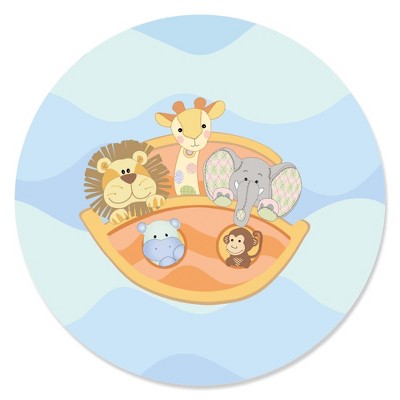 Big Dot of Happiness Noah's Ark - Baby Shower Circle Sticker Labels - 24 Count