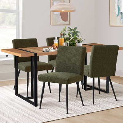 5-Piece Dining Set for 4 ,Rectangular 59" Dining Table Wood Grain Top with Upholstered Dining Chairs for Dining Room, Living Room-Tanpinhause