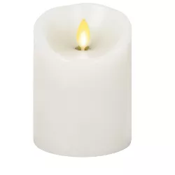 Luminara - White Flameless Candle Pillar - Scallop Top Unscented - 3.0" x 4.5"