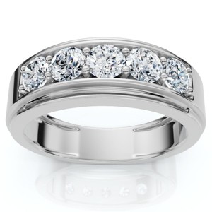 Pompeii3 Men's 1Ct TW Five Stone Diamond Wedding Ring 14k Gold or Platinum Lab Created - 1 of 4