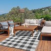 Waterproof Outdoor Rug Uv Resistant Plastic Straw Rug Modern Checkerboard Reversible Plaid Camping Carpet Picnic Mat for Beach, Backyard - 3 of 4