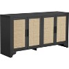 Coucheta 60" With Rattan Storage Cabinet 4 Doors, Oak Wood TV Stand for Living Room Entryway, Boho Sideboard Console Table - 2 of 4