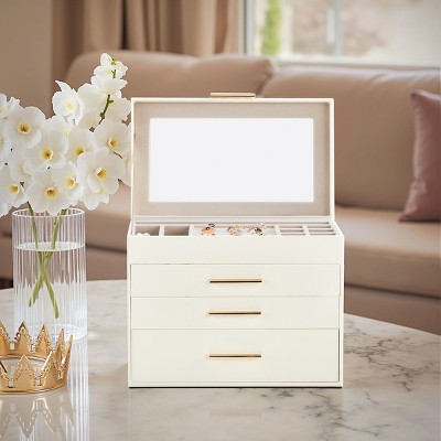 Premium 2-Drawer Jewelry Organizer With Clear Top And Soft Velvet Compartments For Secure Accessory Storage