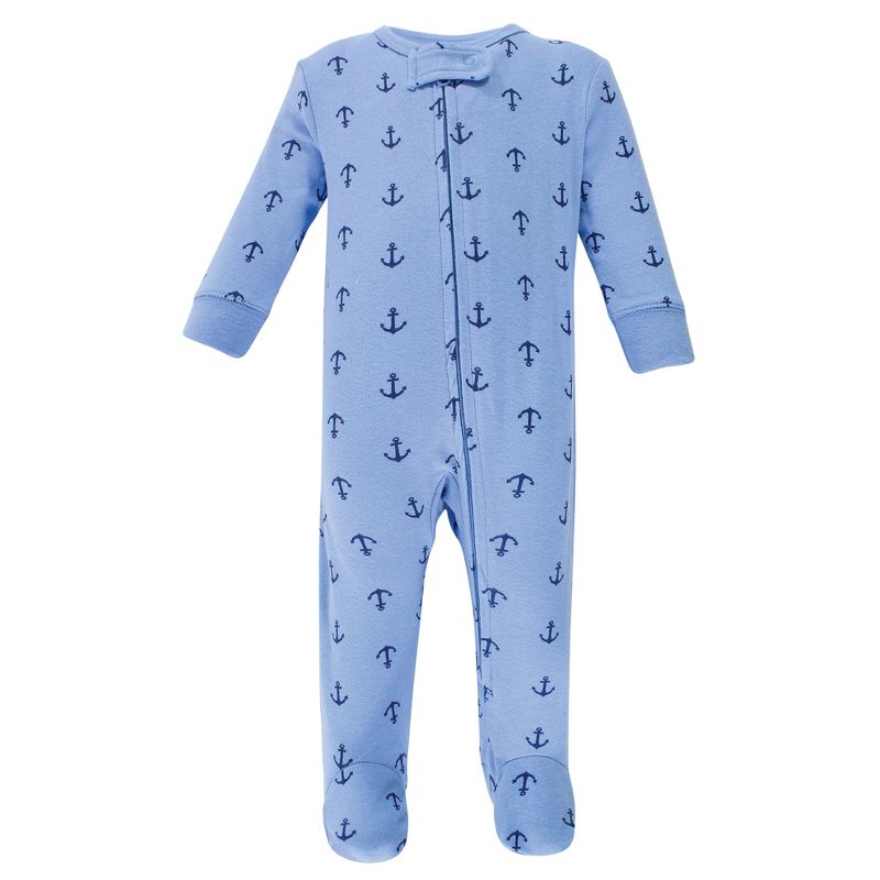 Hudson Baby Infant Boy Cotton Zipper Sleep and Play 2pk, Blue Whales, 4 of 5