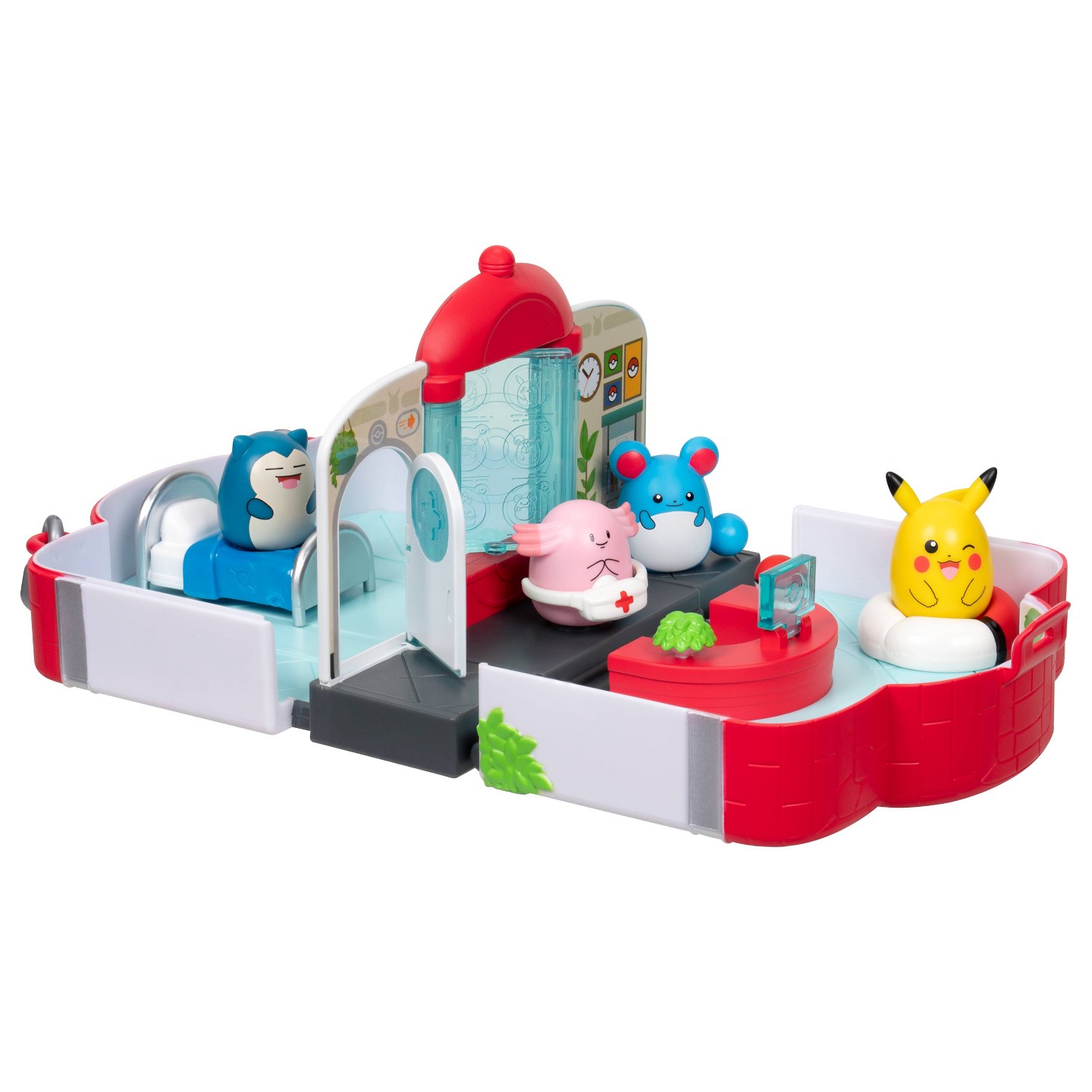 Детский игровой набор Pokemon Squish-a-longs Pokémon Center Playset (Pikachu, Chansey, Marill, Snorlax — фото 4