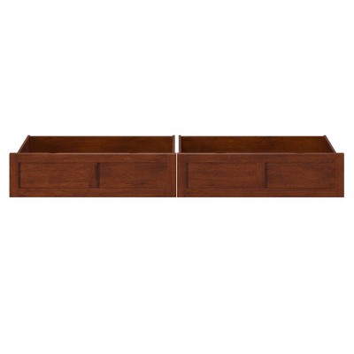 Walnut Queen Underbed Storage Drawers with Rollers